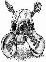 Guitars Crossed Skull Redbubble sketch template