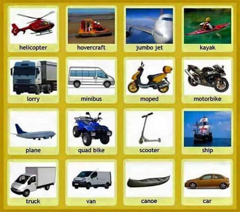 common vehicles  modes  transportation vocabulary eslbuzz