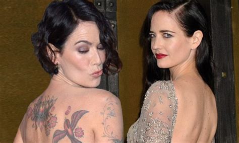 lena headey shows off tattoos while eva green shimmers in backless gown daily mail online