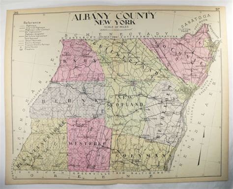 Albany County Ny Map New York 1912 Large Map Genealogy History Etsy