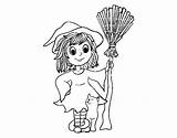 Hallowen Witch Costume Coloring Coloringcrew sketch template