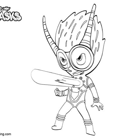 pj mask characters coloring pages clipart black  white