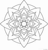 Mandala Coloring Pages Flower Easy Mandalas Simple Colouring Floral Designs Popular Print Adult sketch template