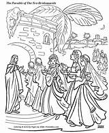 Parable Bridesmaids Bible Parables Virgins sketch template