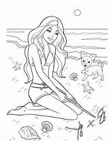 Barbie Coloring Beach Pages Getdrawings sketch template