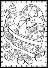 Coloring Pages Valentine Candy Valentines Chocolate Colouring True Dover Publications Books Printable Digital Sheets Book Gourmandises Adult Freebie Mandala Pastry sketch template