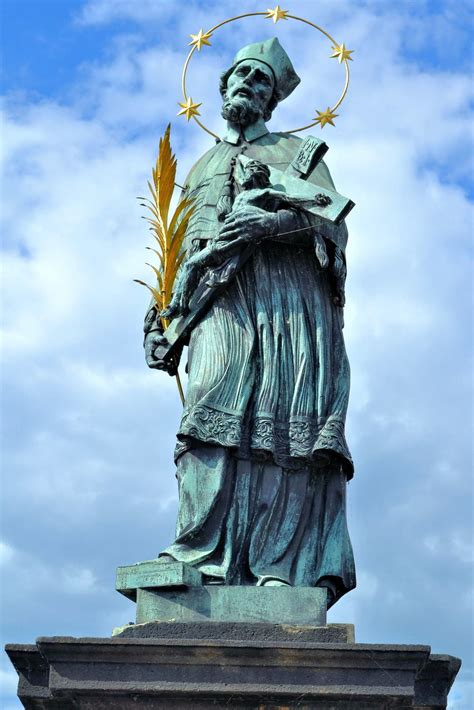 St John Of Nepomuk Statue On Charles Bridge In Prague
