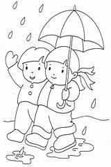 Coloring Pages Wet Outside Rainy Season Drawing Kids Weather Color Autumn Playing Drawings Getdrawings Printable Fall Getcolorings sketch template