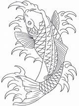 Koi Outline Fish Drawing Coloring Tattoo Japanese Deviantart Drawings Outlines Stencil Sleeve Pages Pdf Printable sketch template