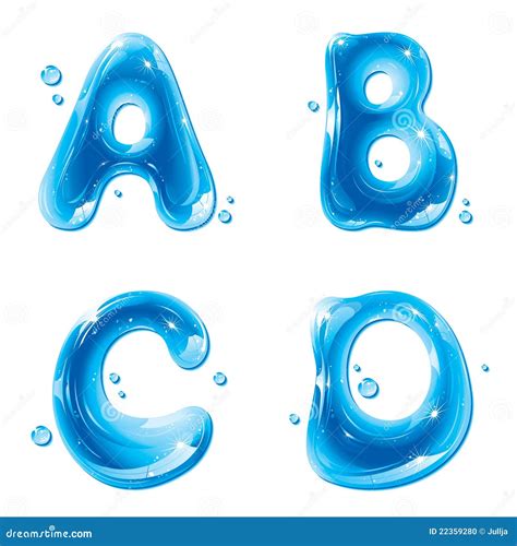 Abc Water Liquid Letter Set Capital I J K L Cartoon Vector