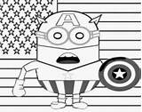 Minion Captain Minions Christmas Pages Coloring America sketch template