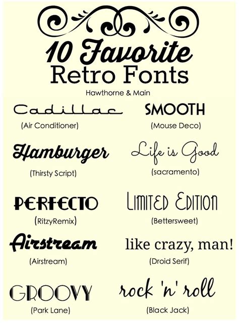 favorite retro fonts hawthorne  main retro font lettering