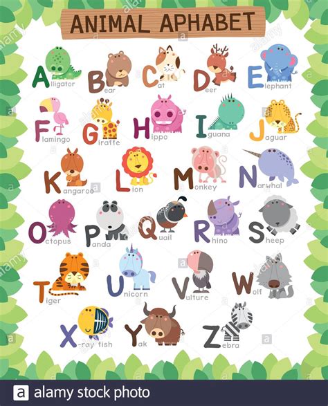 vector illustration  animals alphabet  kids baby children