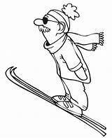 Man Skiing Jump Coloring Old sketch template
