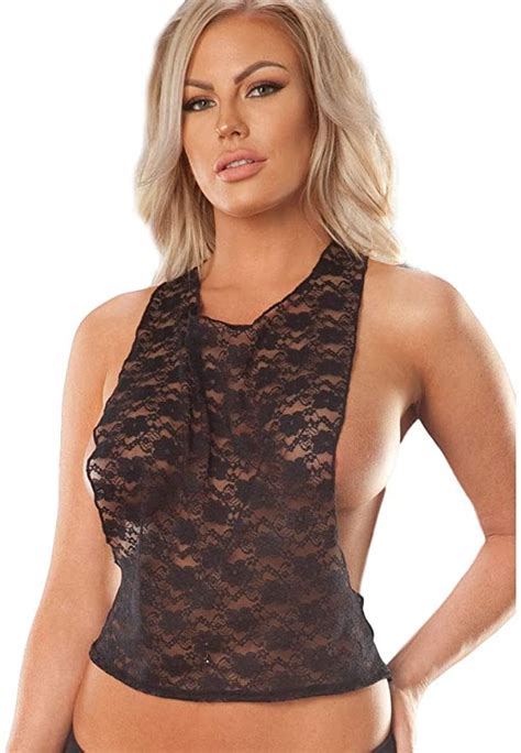 Sexy Semi Sheer Stretch Lace Open Sided Tank Top Black At Amazon Women