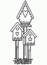 Coloring Birdhouse House Drawings Bird Pages Birds Color Cute Library Popular Clipart Coloringhome sketch template