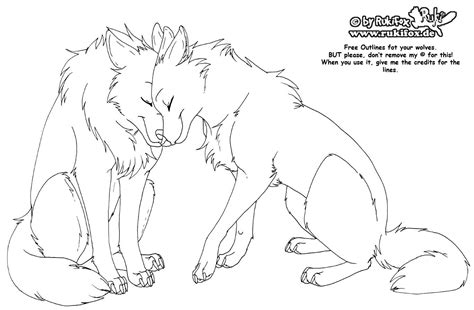 Wolves Free Outline By Rukifox  1369×898 Cute Wolf