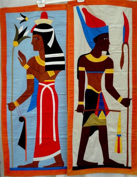 Wall Hanging Pair Art Deco Egyptian Gods Man Woman