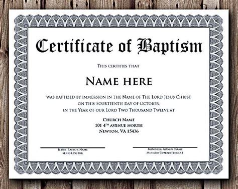 certificate  baptism template