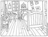 Gogh Slaapkamer Letto Vincent Kleurplaat Bedroom Vangoghmuseum Stanza Arles Kleurplaten Ciao Maestra Quadri Famosi Seurat Materiali Casetta Bambino Starry sketch template