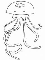 Jellyfish Coloring Pages Ocean Animals Fish Jelly Drawing Printable Simple Print Kids Sea Animal Food Medusa Book Cute Easily Board sketch template