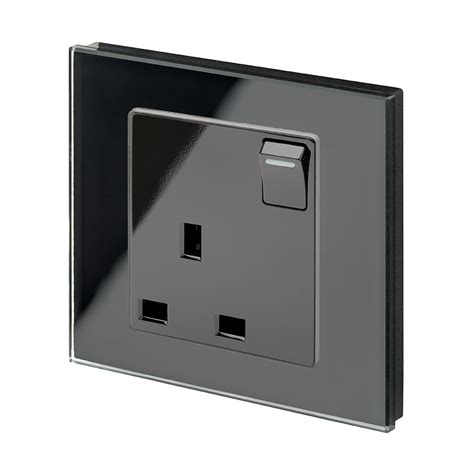 crystal pg  single plug socket  switch black retrotouch designer light switches plug