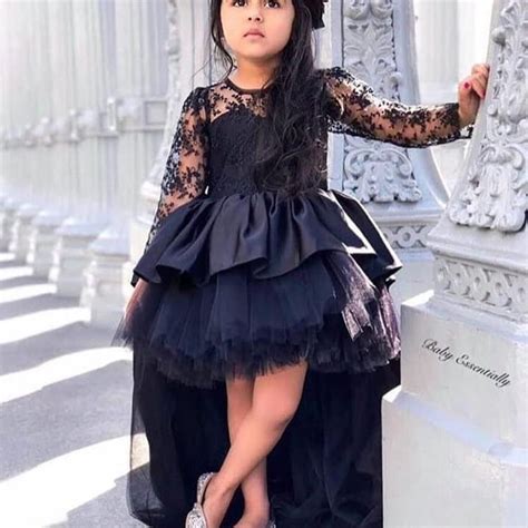 black lace applique kids prom dress  high  cute cheap flower girl dresses  weddings