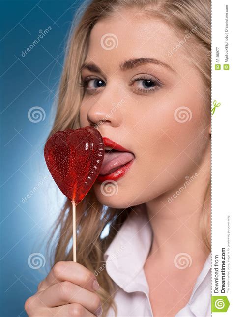 Blonde With Lollipop Stock Image Image Of Colored