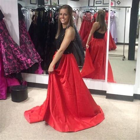 gorgeous two piece black and red long prom dress with slit · dreamdressy · online store powered