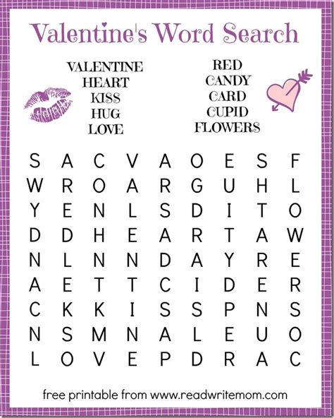 valentines day word search  printable  heart day fun