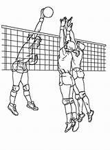 Volleyball Voleibol Colorear Jugadores Volley Blocking Attack Letscolorit Colouring sketch template
