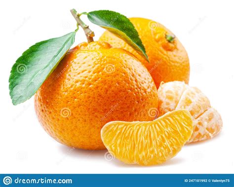 Orange Tangerine Fruits And Slices Isolated On White Background Stock