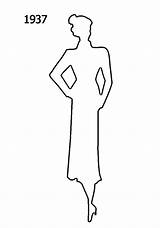 History Costume Silhouettes Fashion Outline sketch template