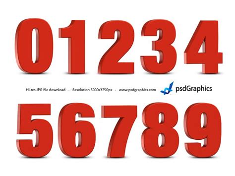 red  numbers set psdgraphics