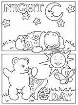 Coloring Opposites Pages Night Preschool Kids Worksheets Printable Activities Fun Doverpublications Para Theme Worksheet Publications Dover English Welcome Getcolorings Children sketch template