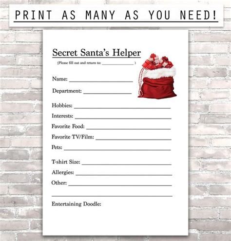 secret santa printables printable world holiday