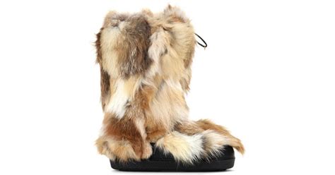 chloé fox fur boots in red brown lyst