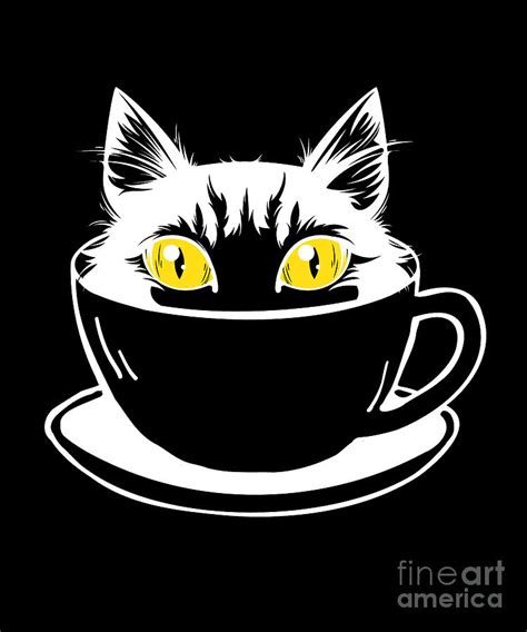 Cat Coffee Cats Fan Funny Drawing T Digital Art By Janine Cherie