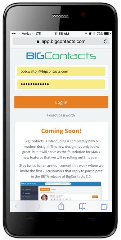 save  login page   app button   smartphone bigcontacts  center