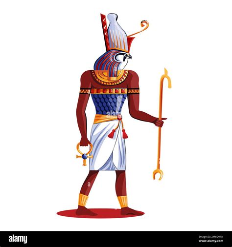 Ancient Egypt Sun God Horus Cartoon Vector Isolated On White Background