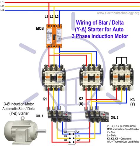 wiring diagram   phase dol starter