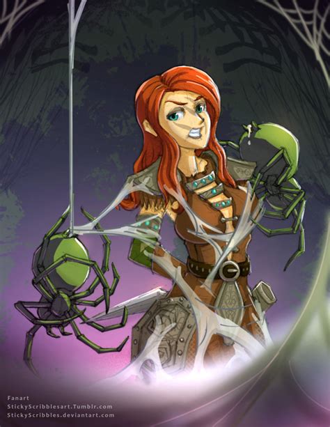aela the huntress spider bondage1 by stickyscribbles