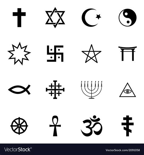 black religious symbols set royalty  vector image