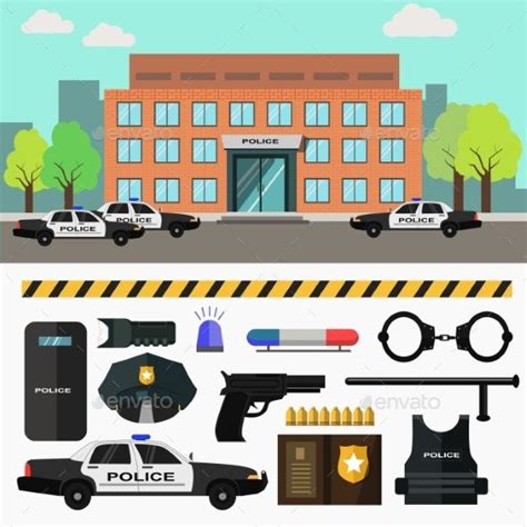 city police station vector illustration police vector