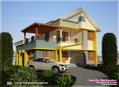 square meter  bedroom house rendering kerala home design  floor plans  houses