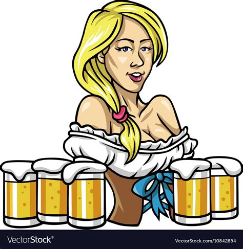 oktoberfest sexy girl holding the beers royalty free vector