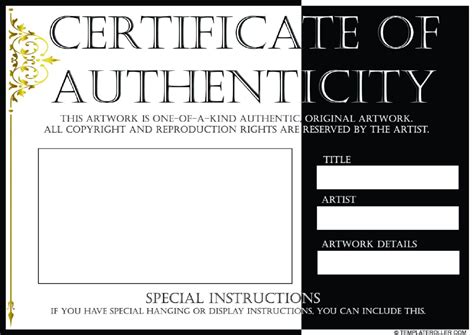 certificate  authenticity template black  white