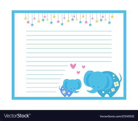 cute paper page  elephants lined sheet vector image
