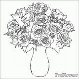 Coloring Pages Rose Roses Adults Printable Flower Flowers Bouquet Color Vase Coloring4free Awesome Nature Fo Gif Also Fun Print Comments sketch template