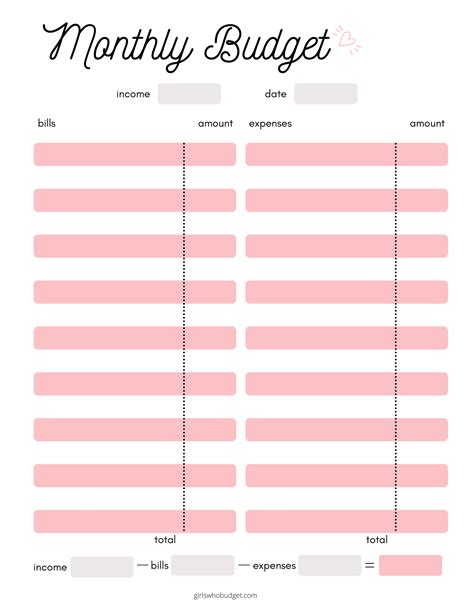 budget worksheet printable      matching planner